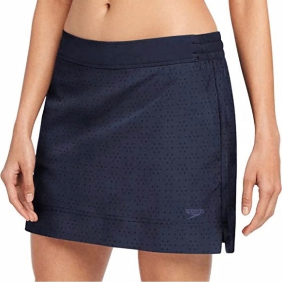 Speedo Women's Navy Blue Floral Cutout Swim Skort Size L - Picture 1 of 11